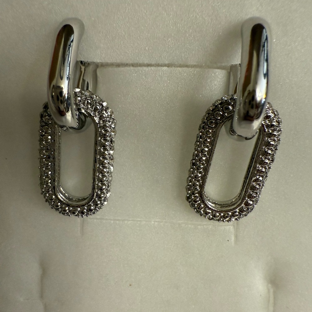 Silver-tone Link Fashion Earrings